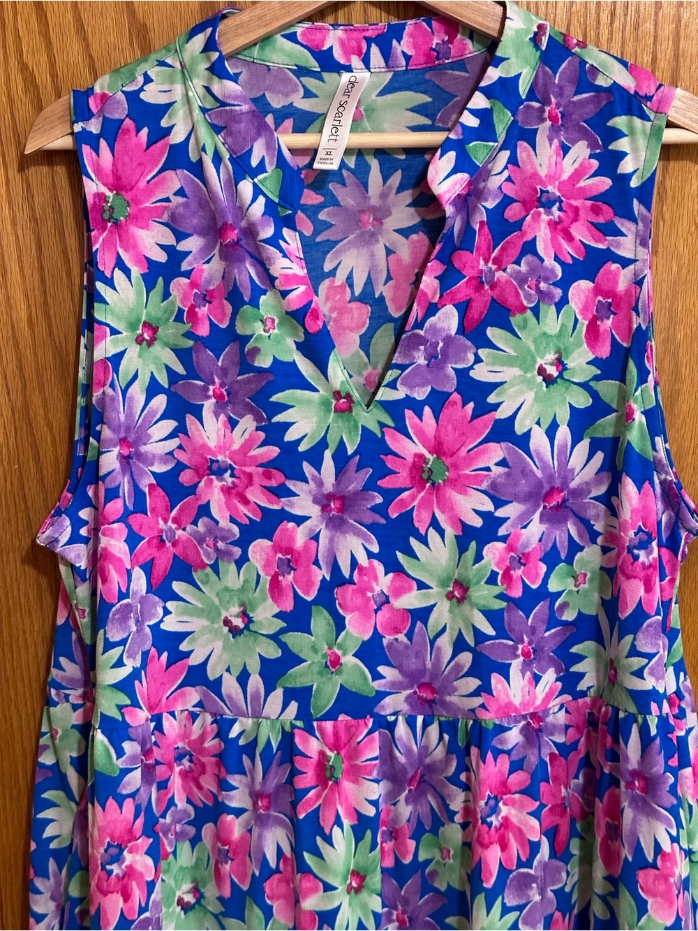Dear Scarlett sz xl dress Blue with Pink & Green Flowers - Picture 2 of 8
